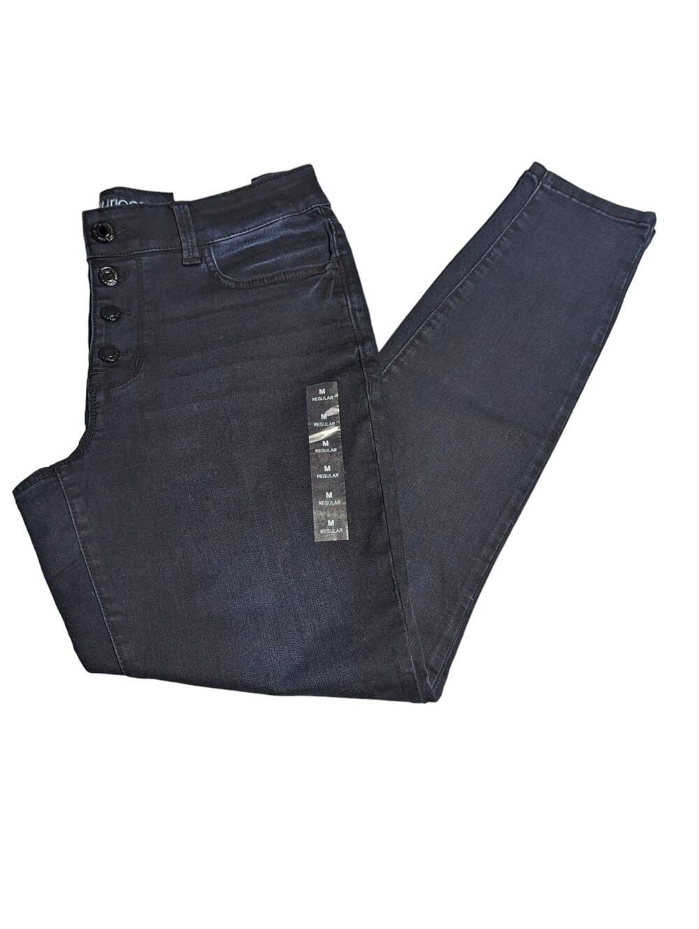 New Maurices Button Fly Dark Wash Jegging Denim Flex High Rise Jeans Size Med